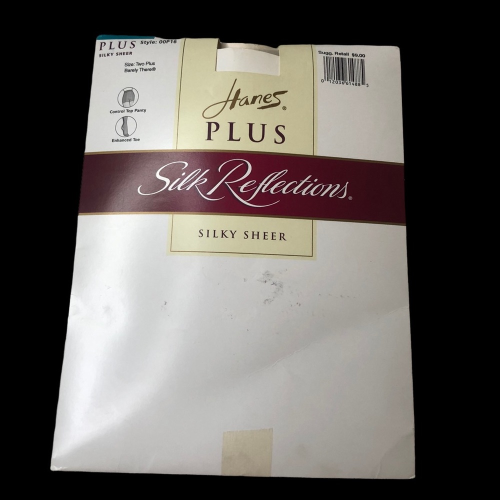 NOS Hanes Plus Silk Reflections Silky Sheer Panty Hose 2 plus Barely There Color